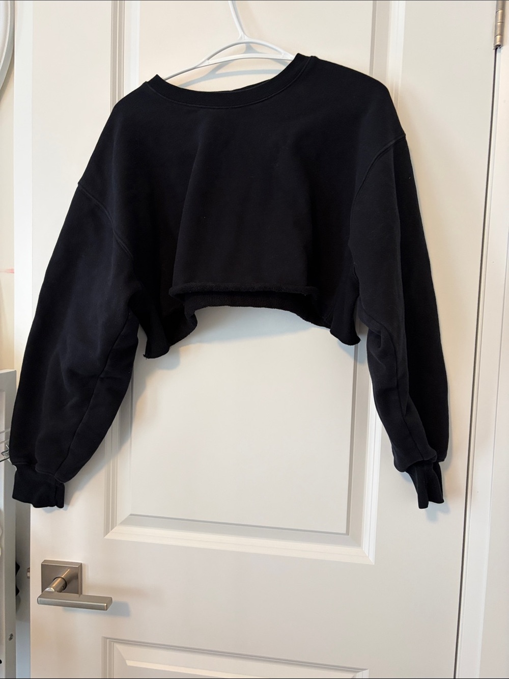 TNA Cropped Black Crew Sweatshirt